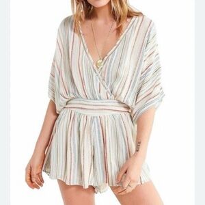 Urban Outfitters Stripe Moonstruck Romper SZ M Boho Festival Flirty Tropical